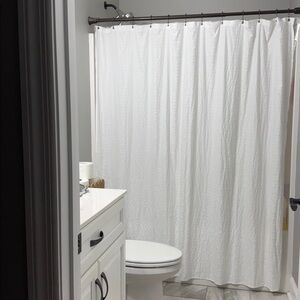 White Textured shower curtain